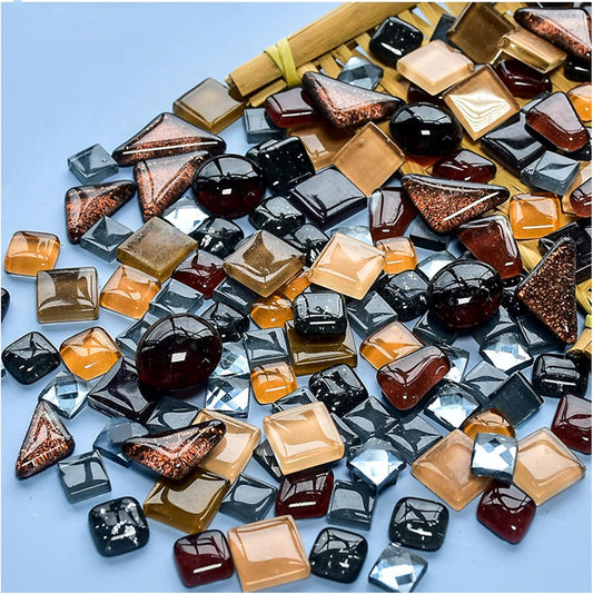 500g Mixed Color Irregular Crystal Mosaic Tiles,Tiny Mosaic Tile DIY Hobbies Children Handmade Crystal Craft for Craft Bathroom Kitchen Home Decoration DIY Art Projects,0.4X0.4 Inch(Yellow Series)