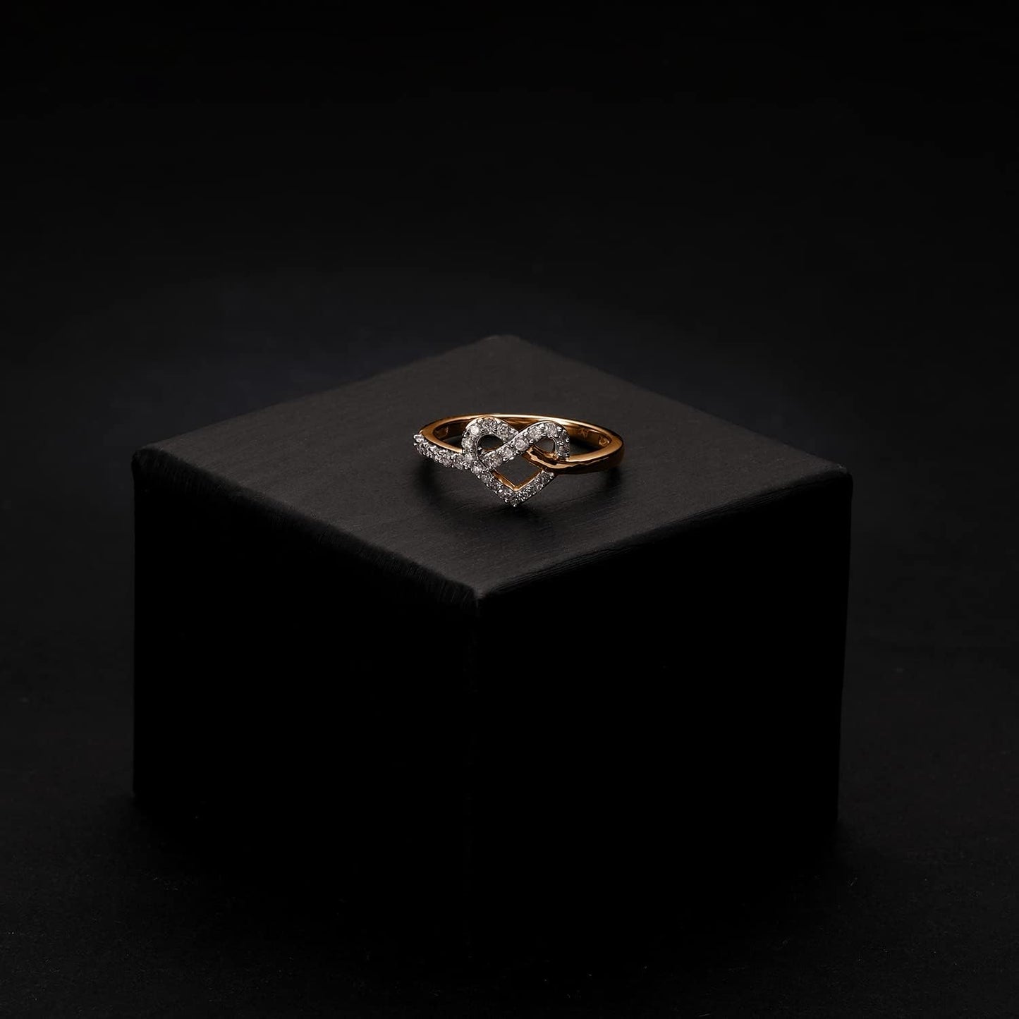 1/20 Carat Natural Diamonds Rings in Vermeil Plated 925 Sterling Silver | Heart Infinity Fashion Rings | Infinity Heart Motif | Layered Jewelry | Anniversery Gifts | Silver Gift for Her