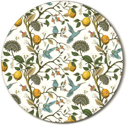 Botanical Lemon Tree Round Mouse Pad, Chinoiserie Bird Mouse Pads Desk Accessories for Computers Laptop Desk Home Office Dorm, Bird Lovers Gift for Women, 8.7x8.7 inches