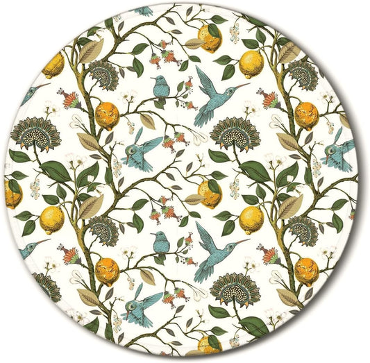 Botanical Lemon Tree Round Mouse Pad, Chinoiserie Bird Mouse Pads Desk Accessories for Computers Laptop Desk Home Office Dorm, Bird Lovers Gift for Women, 8.7x8.7 inches