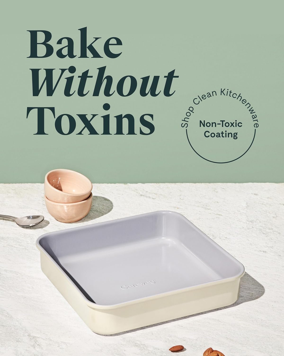 9” Square Pan Duo - Non-Stick Ceramic Coating - Free From Forever Chemicals - Cake Pan Perfect for Brownies, Lemon Bars, & More - Marigold