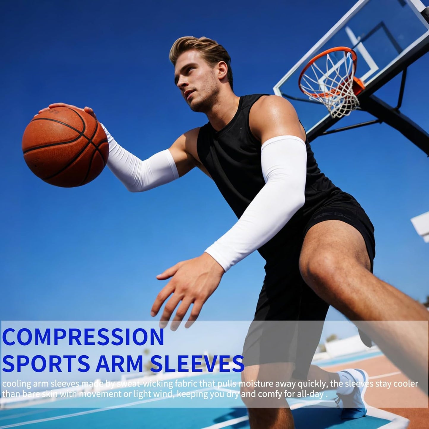 Cooling Arm Sleeves UV Protection Compression for Men Women | 6 Pairs, UPF 50, Sports Compression,Tattoo Cover Up ,Fittness,Baseball,Basketball,Cycling,Hiking,Football,Outdoor