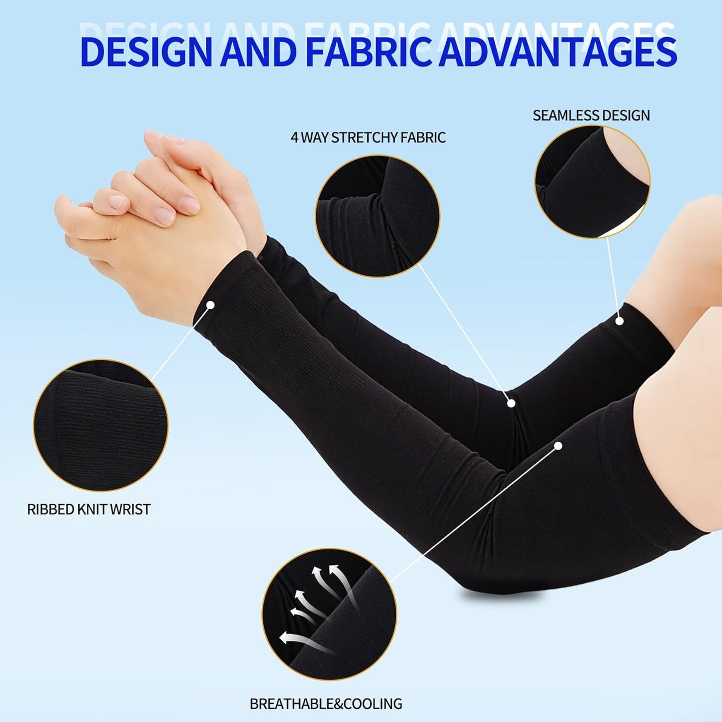 Cooling Arm Sleeves UV Protection Compression for Men Women | 6 Pairs, UPF 50, Sports Compression,Tattoo Cover Up ,Fittness,Baseball,Basketball,Cycling,Hiking,Football,Outdoor