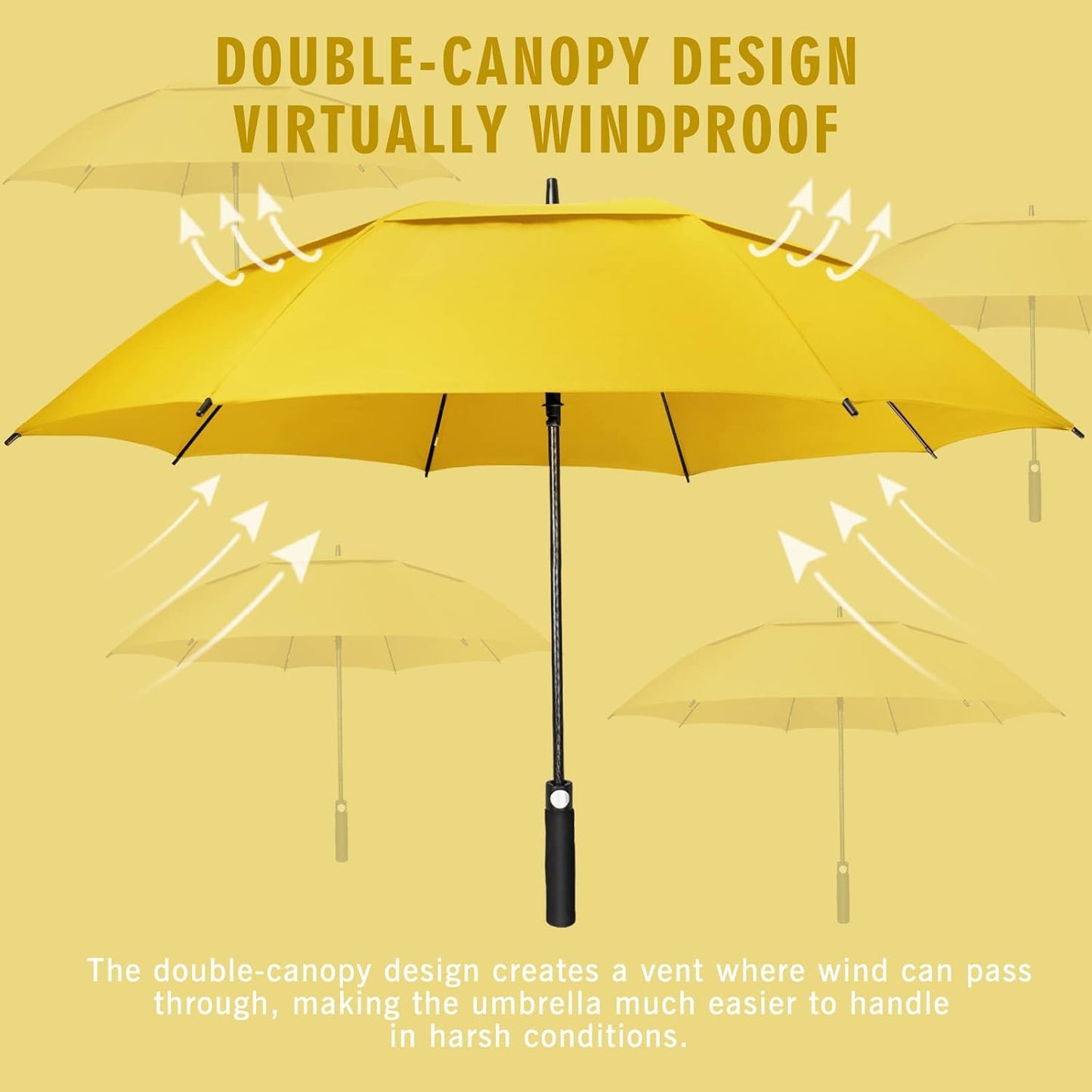Golf Umbrella, Large Oversize Windproof Heavy Duty Umbrellas for Rain, Extra Large 62/68/72 INCH XL Sports Umbrella for Soccer Baseball Games, 2 Person Family Outdoor Use