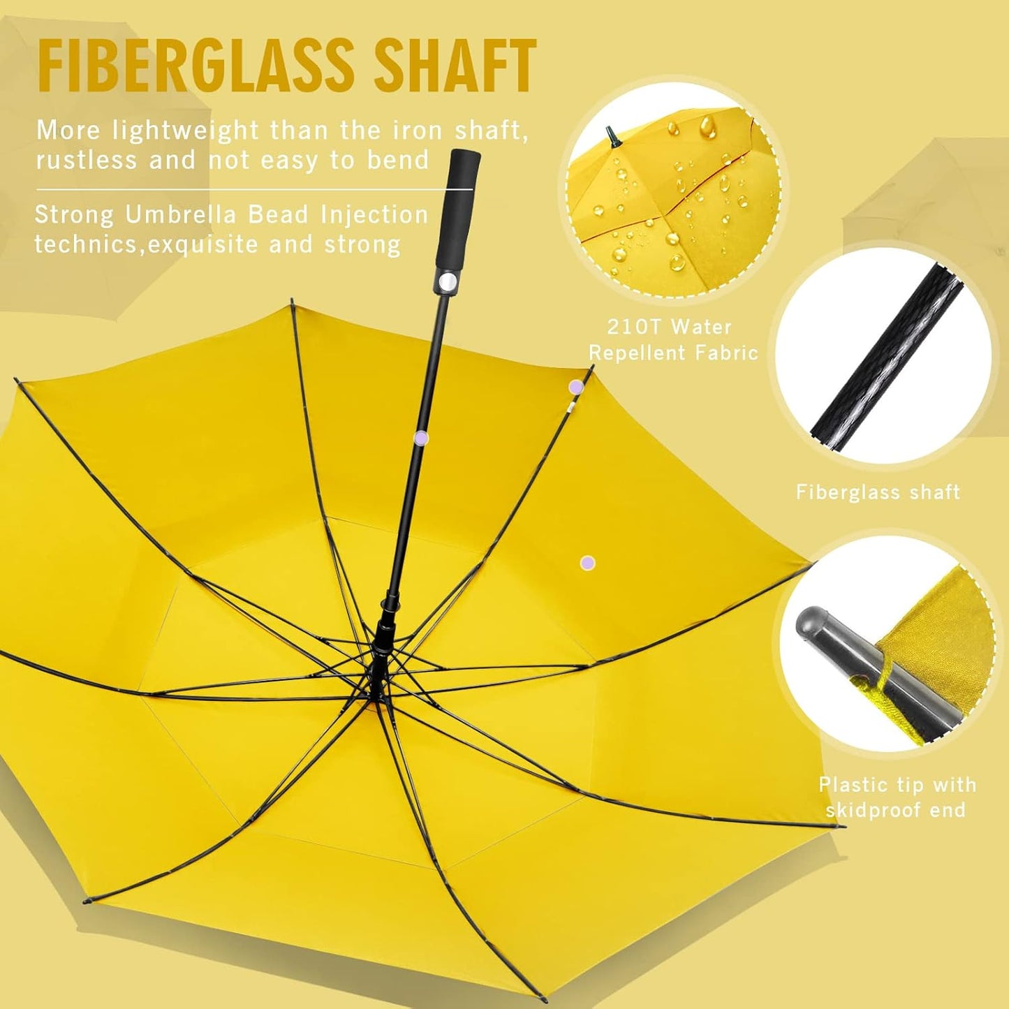 Golf Umbrella, Large Oversize Windproof Heavy Duty Umbrellas for Rain, Extra Large 62/68/72 INCH XL Sports Umbrella for Soccer Baseball Games, 2 Person Family Outdoor Use