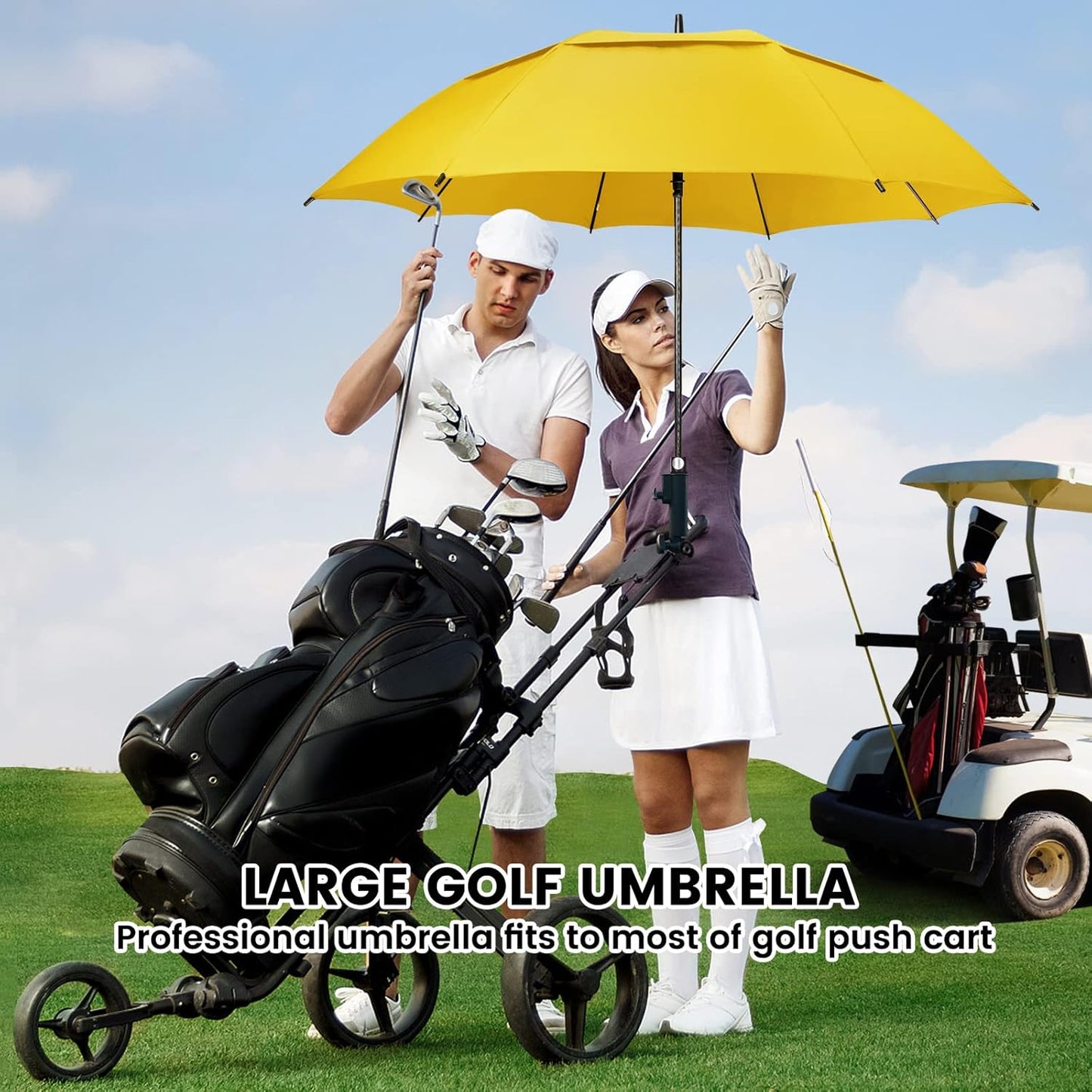 Golf Umbrella, Large Oversize Windproof Heavy Duty Umbrellas for Rain, Extra Large 62/68/72 INCH XL Sports Umbrella for Soccer Baseball Games, 2 Person Family Outdoor Use