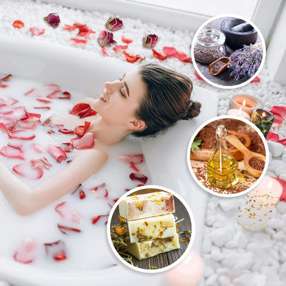 9 Bags Dried Flowers,100% Natural Dried Flowers Herbs Kit for Soap Making, DIY Candle Making,Bath - Include Rose Petals,Lavender,Don't Forget Me,Lilium,Jasmine,Rosebudsand More
