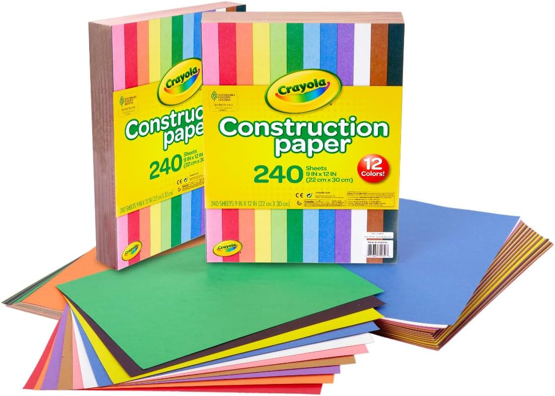Construction Paper Bulk Pack (480 Sheets) – 10 Assorted Colors, 9x12, Teacher School Supplies & Classroom Must Haves, Card Making Craft Supplies, Art Paper