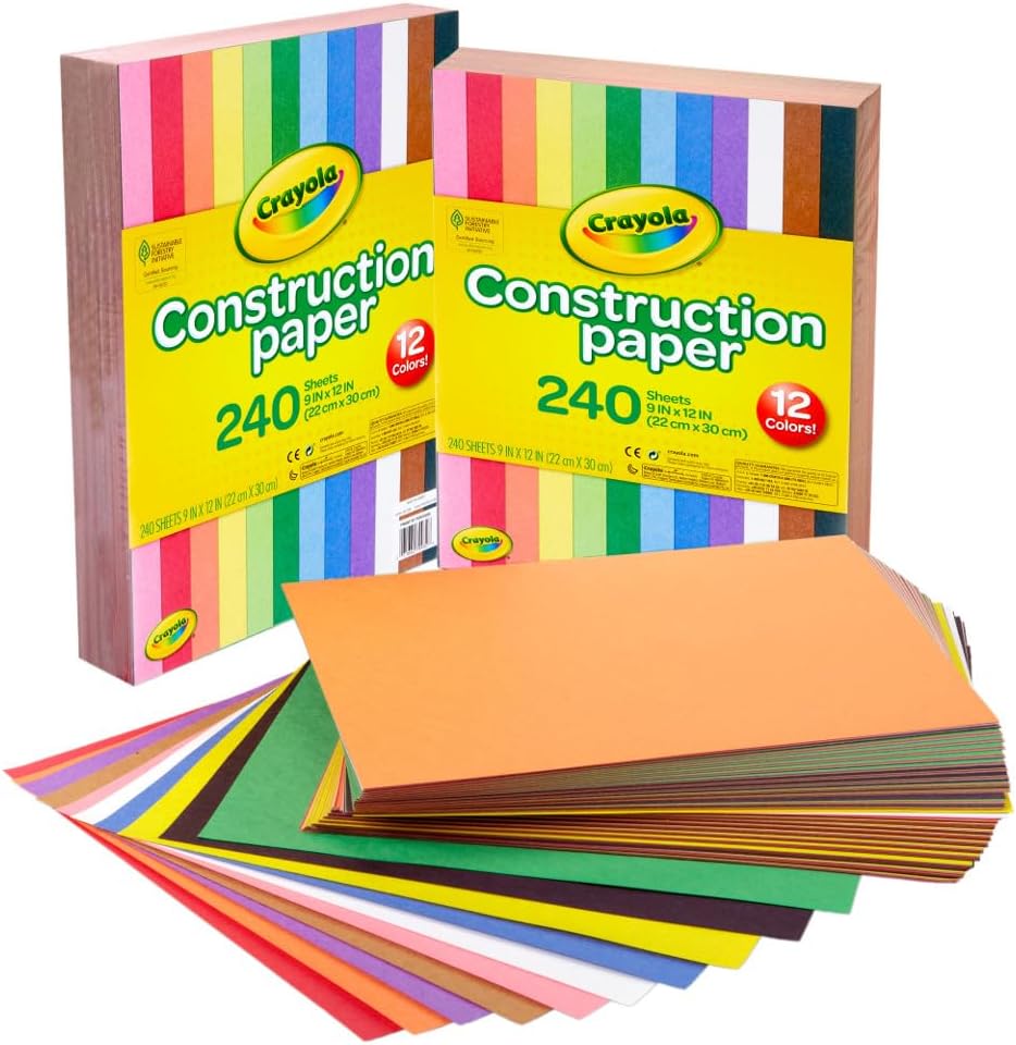 Construction Paper Bulk Pack (480 Sheets) – 10 Assorted Colors, 9x12, Teacher School Supplies & Classroom Must Haves, Card Making Craft Supplies, Art Paper