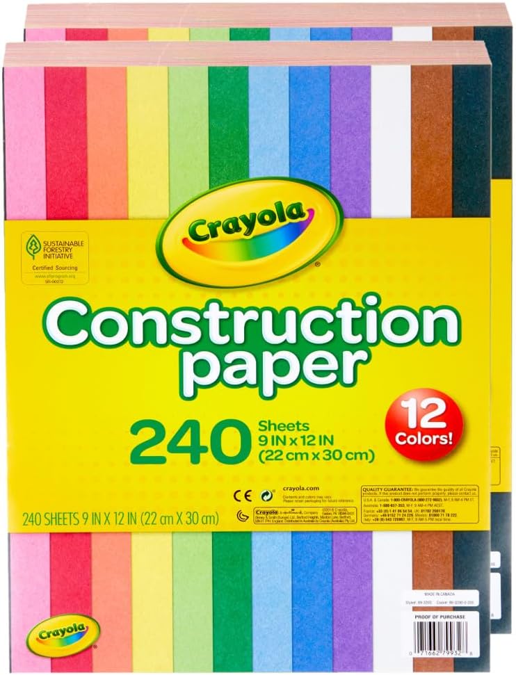 Construction Paper Bulk Pack (480 Sheets) – 10 Assorted Colors, 9x12, Teacher School Supplies & Classroom Must Haves, Card Making Craft Supplies, Art Paper