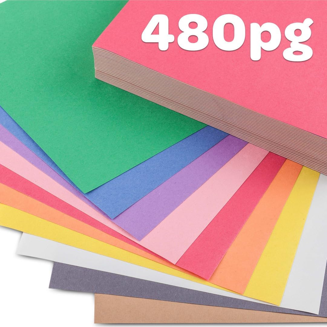 Construction Paper Bulk Pack (480 Sheets) – 10 Assorted Colors, 9x12, Teacher School Supplies & Classroom Must Haves, Card Making Craft Supplies, Art Paper