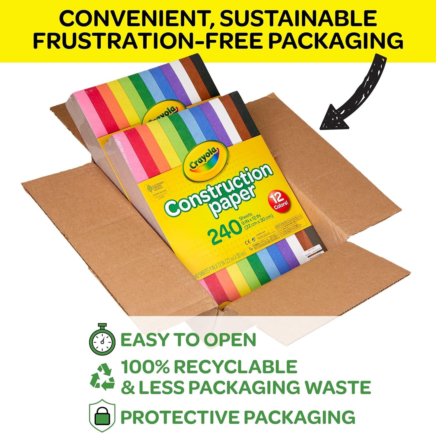 Construction Paper Bulk Pack (480 Sheets) – 10 Assorted Colors, 9x12, Teacher School Supplies & Classroom Must Haves, Card Making Craft Supplies, Art Paper
