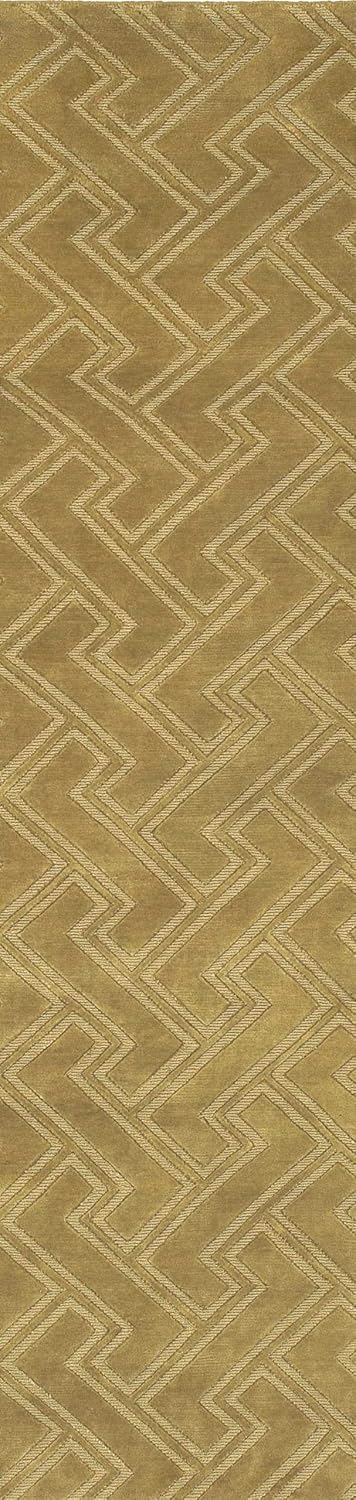 Kittery Wool Area Rug - Geometric Abstract Greek Key Zig - Contemporary Modern Minimalist Transitional Tone - Faded Driftwood, Off White, Light Beige, Yellow, Olive - 2' x 3'