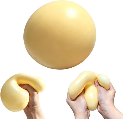 Giant Mochi Squishy Toy 10cm,Jumbo Squeeze Dough Ball,Super Soft Slow Rising Stress Relief Squeeze Ball, Large Flowing Creamy Texture Sensory Toy for Party Favor & Birthday Gifts,Big Squishy (Yellow)