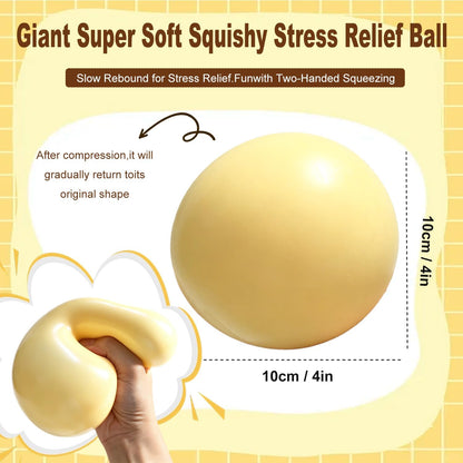 Giant Mochi Squishy Toy 10cm,Jumbo Squeeze Dough Ball,Super Soft Slow Rising Stress Relief Squeeze Ball, Large Flowing Creamy Texture Sensory Toy for Party Favor & Birthday Gifts,Big Squishy (Yellow)