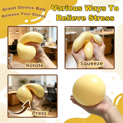 Giant Mochi Squishy Toy 10cm,Jumbo Squeeze Dough Ball,Super Soft Slow Rising Stress Relief Squeeze Ball, Large Flowing Creamy Texture Sensory Toy for Party Favor & Birthday Gifts,Big Squishy (Yellow)
