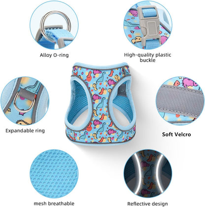 Step in Dog Harness No Pull Honeybee Adjustable Soft Mesh Harness | Padded Reflective Pet Vest Harness and Leash Set for Small Medium Dogs