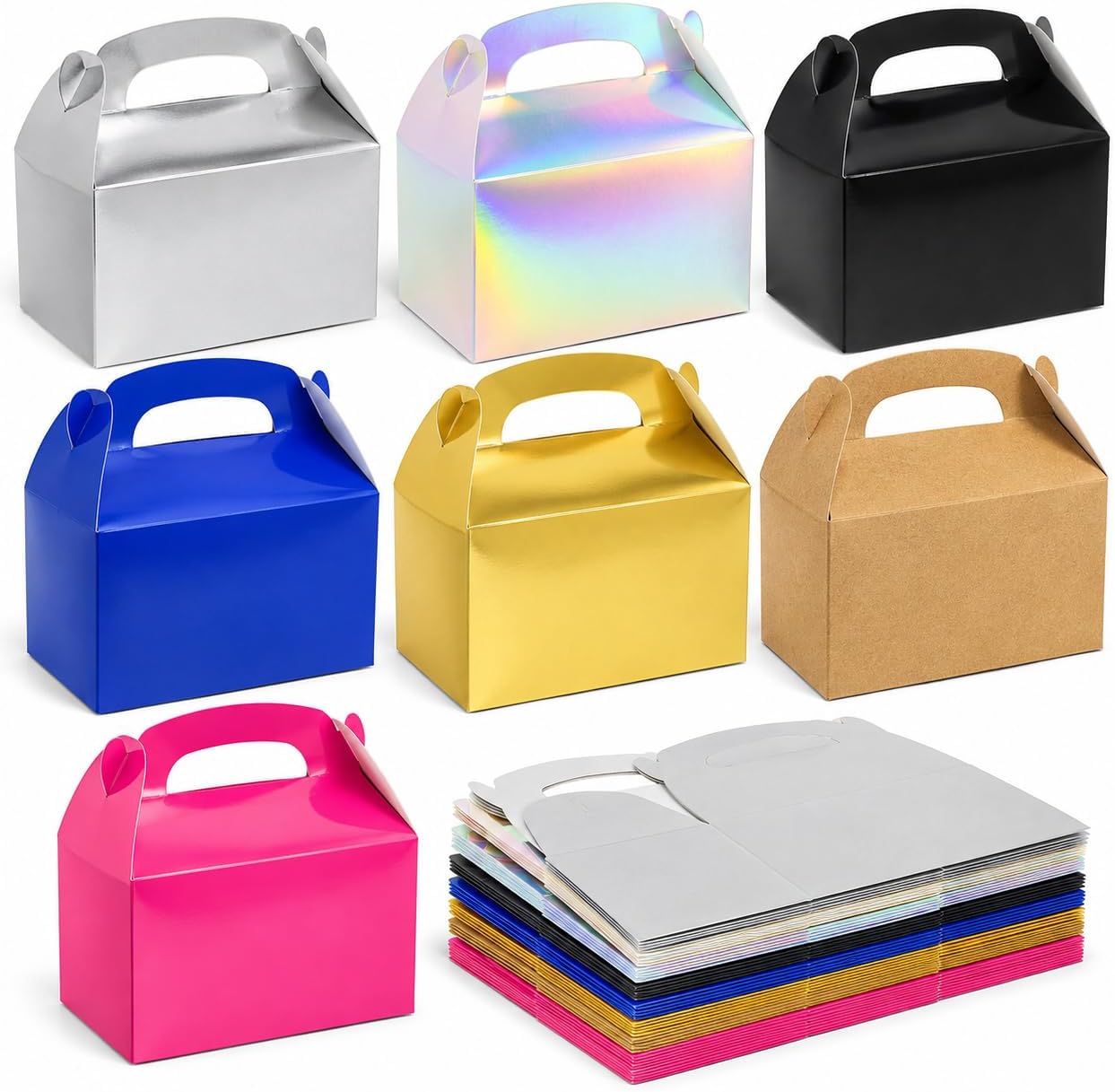 Gable Treat Boxes, Party Favors, 6.25" x 3.5" x 3.5" Inch Box, 25-Pack (Yellow)