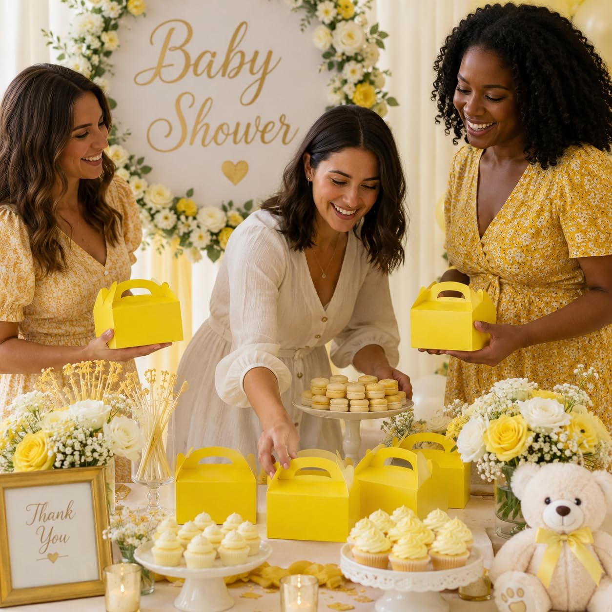 Gable Treat Boxes, Party Favors, 6.25" x 3.5" x 3.5" Inch Box, 25-Pack (Yellow)