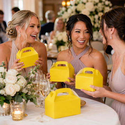 Gable Treat Boxes, Party Favors, 6.25" x 3.5" x 3.5" Inch Box, 25-Pack (Yellow)