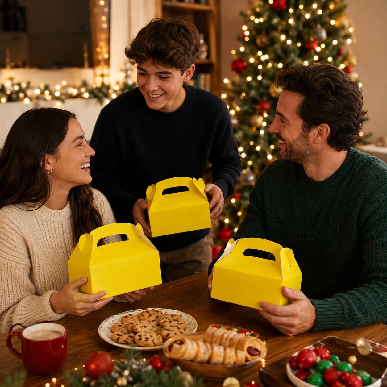 Gable Treat Boxes, Party Favors, 6.25" x 3.5" x 3.5" Inch Box, 25-Pack (Yellow)