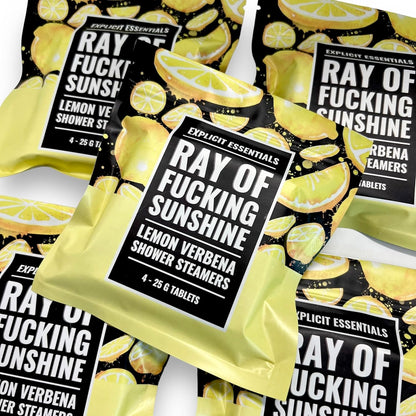 Ray of Fucking Sunshine Shower Steamers | Citrus Lemon Verbena Aromatherapy Shower Steamers to Lift Your Mood & Boost Your Day | Funny Self-Care Gift for Women & Men