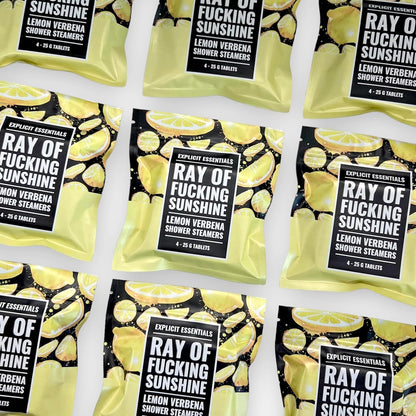 Ray of Fucking Sunshine Shower Steamers | Citrus Lemon Verbena Aromatherapy Shower Steamers to Lift Your Mood & Boost Your Day | Funny Self-Care Gift for Women & Men