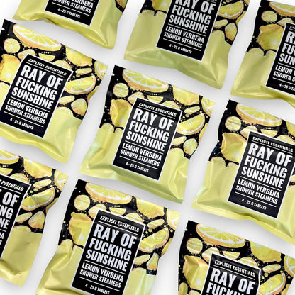 Ray of Fucking Sunshine Shower Steamers | Citrus Lemon Verbena Aromatherapy Shower Steamers to Lift Your Mood & Boost Your Day | Funny Self-Care Gift for Women & Men