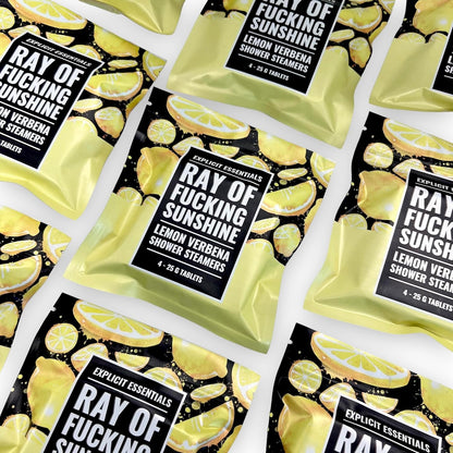 Ray of Fucking Sunshine Shower Steamers | Citrus Lemon Verbena Aromatherapy Shower Steamers to Lift Your Mood & Boost Your Day | Funny Self-Care Gift for Women & Men