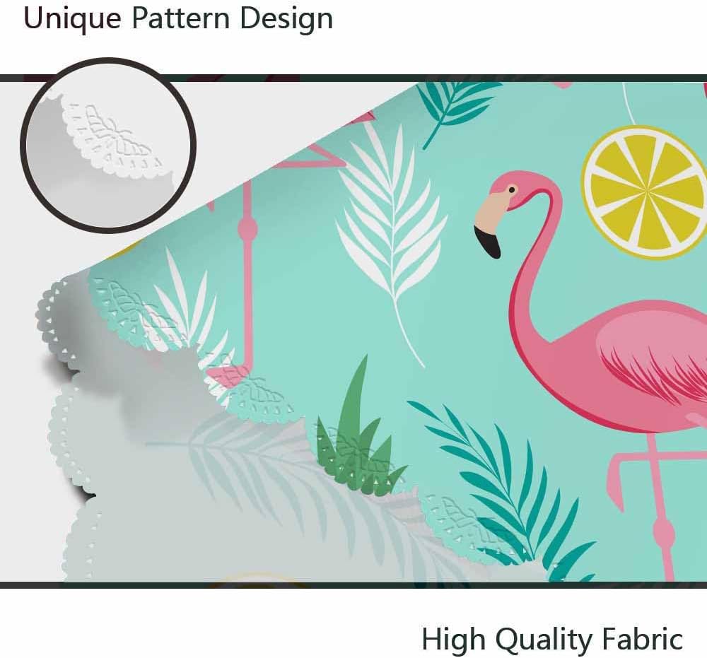 Flamingo Pink Table Cloth Pineapples Lemon Tropical Leaves Exotic Summer Round Tablecloth 60 Inch for Dining Room, Party, Banquet