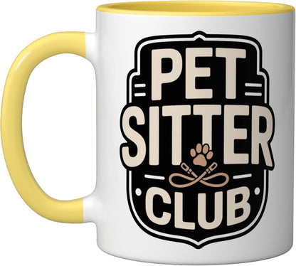 Pet Sitter Club Professional Dog Cat Care Ceramic Mug, Yellow/White