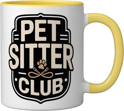 Pet Sitter Club Professional Dog Cat Care Ceramic Mug, Yellow/White
