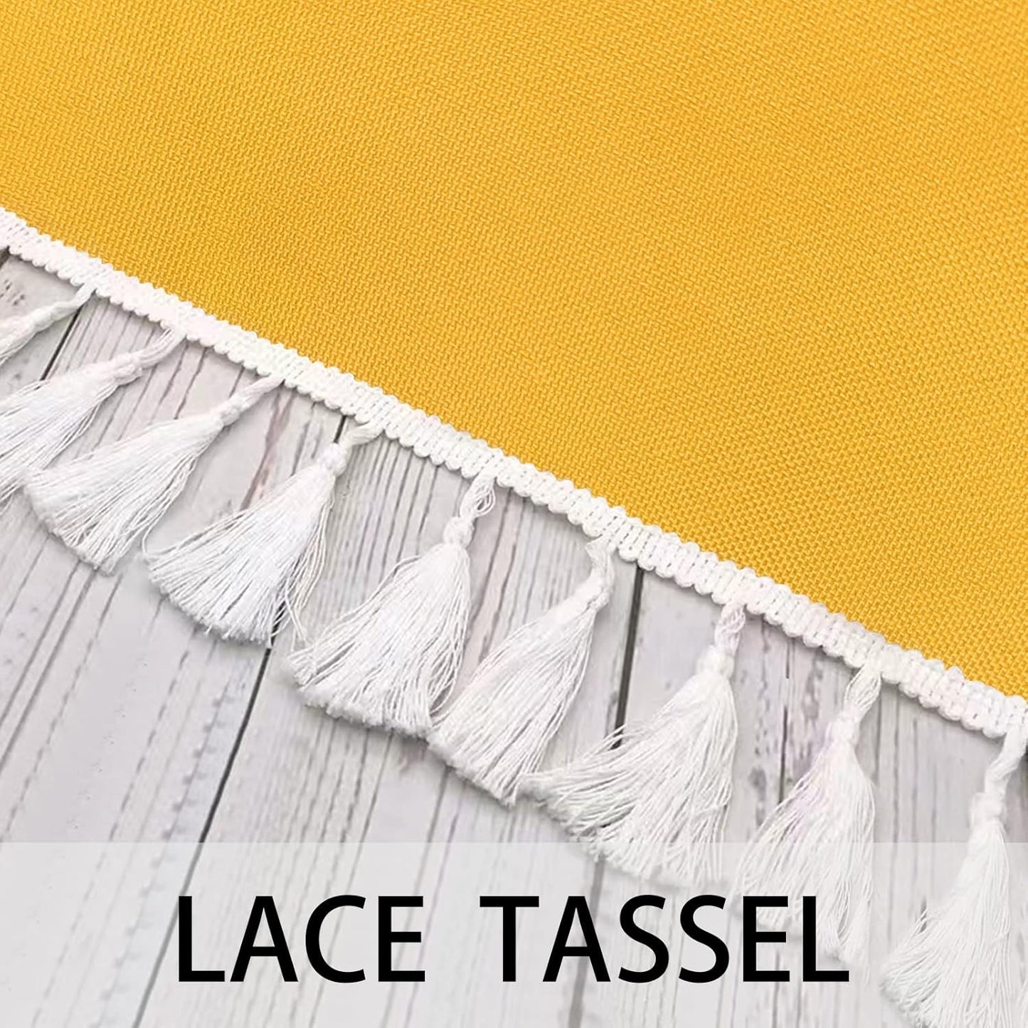 Yellow Shower Curtain for Bathroom Boho Striped Fabric Modern Farmhouse Tassel Shower Curtain Sets - 72" x 72"