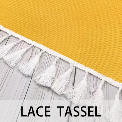 Yellow Shower Curtain for Bathroom Boho Striped Fabric Modern Farmhouse Tassel Shower Curtain Sets - 72" x 72"