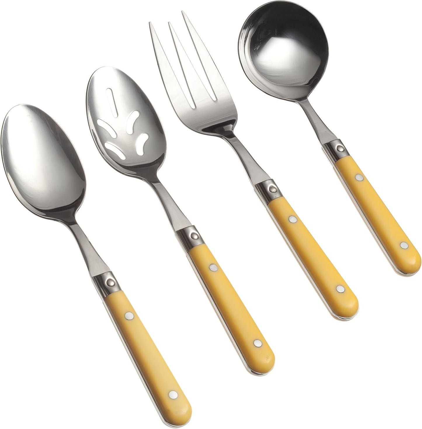 International Le Prix 4-Piece Stainless Steel Hostess Serving Set, Mimosa Yellow