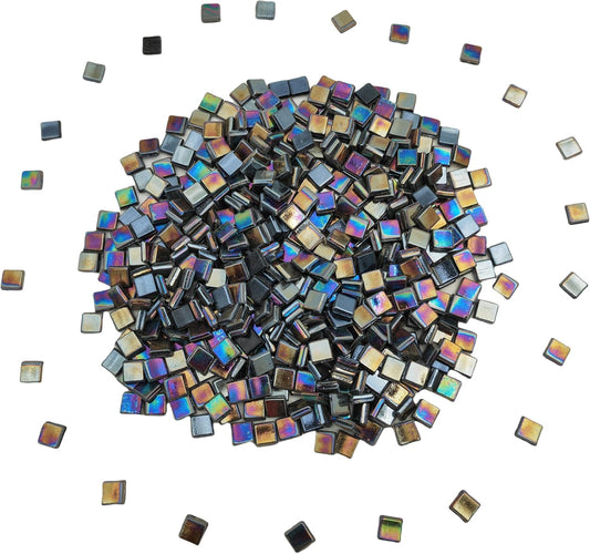 500g/1.1LB Iridescent Ice Jade Glass Mosaic Tiles, 560 Pieces, 2/5 Inch Square Stained Mosaic Tiles for DIY Crafts, Home/Outdoor Mosaic Decoration (Yellow-IA98)
