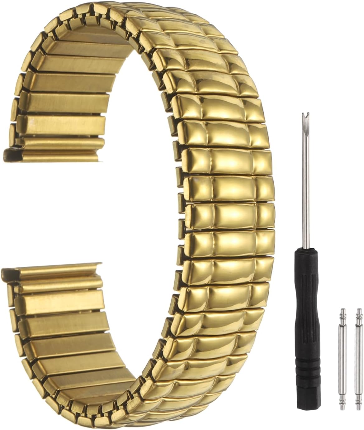 Expansion Watch Bands Stainless Steel with Spring Bars Removal Tool for Women Men Metal Replacement Watch Band