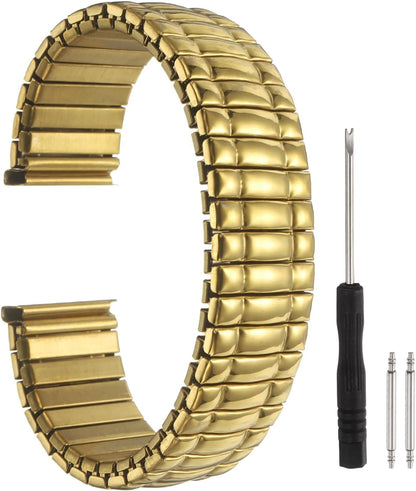 Expansion Watch Bands Stainless Steel with Spring Bars Removal Tool for Women Men Metal Replacement Watch Band