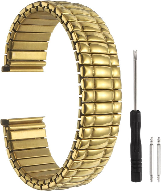 Expansion Watch Bands Stainless Steel with Spring Bars Removal Tool for Women Men Metal Replacement Watch Band