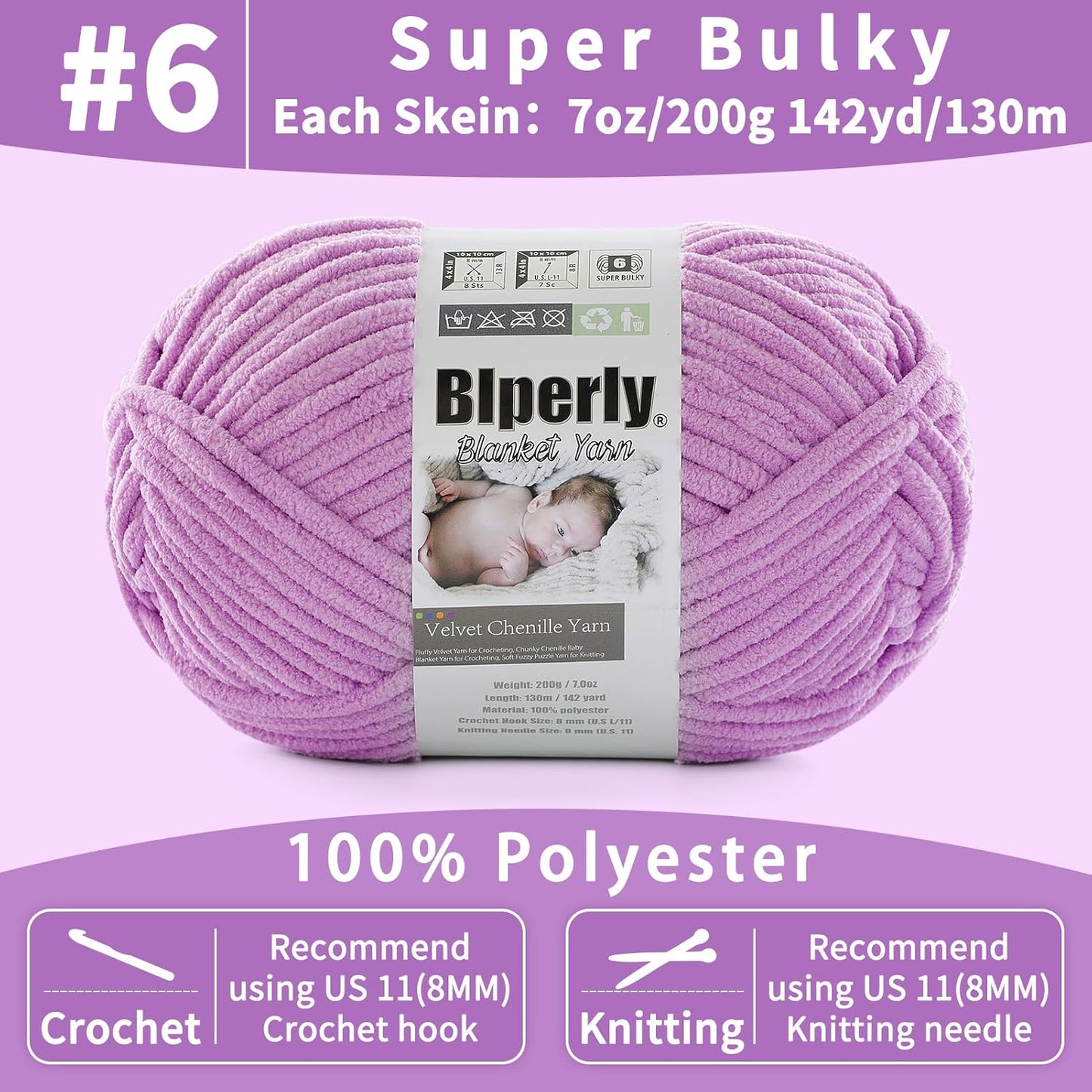 6 Super Bulky Velvet Chenille Yarn for Crocheting - 2 Skein of 200g/7 oz - Ultra Soft Heavy Weight Chunky Knitting Yarn for Baby Blankets, Amigurumi, Home Decor（Butter Yellow，2 Skein）