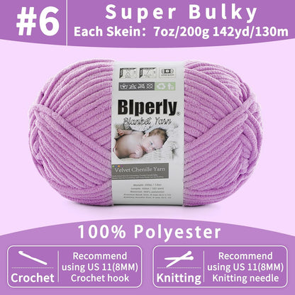 6 Super Bulky Velvet Chenille Yarn for Crocheting - 2 Skein of 200g/7 oz - Ultra Soft Heavy Weight Chunky Knitting Yarn for Baby Blankets, Amigurumi, Home Decor（Butter Yellow，2 Skein）