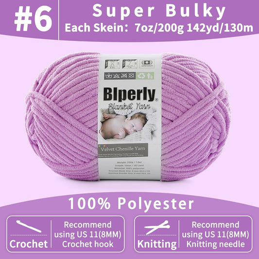 6 Super Bulky Velvet Chenille Yarn for Crocheting - 2 Skein of 200g/7 oz - Ultra Soft Heavy Weight Chunky Knitting Yarn for Baby Blankets, Amigurumi, Home Decor（Butter Yellow，2 Skein）