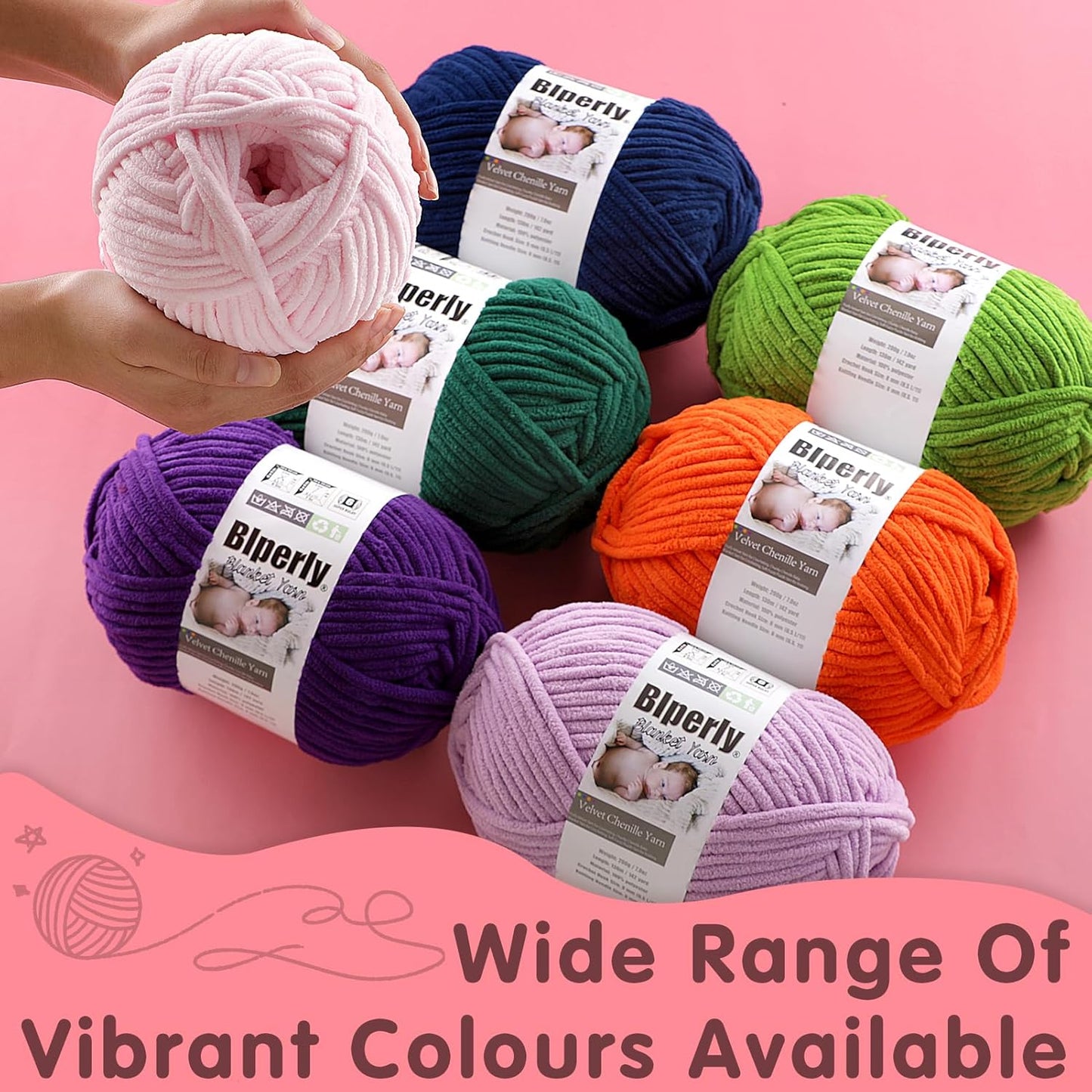 6 Super Bulky Velvet Chenille Yarn for Crocheting - 2 Skein of 200g/7 oz - Ultra Soft Heavy Weight Chunky Knitting Yarn for Baby Blankets, Amigurumi, Home Decor（Butter Yellow，2 Skein）