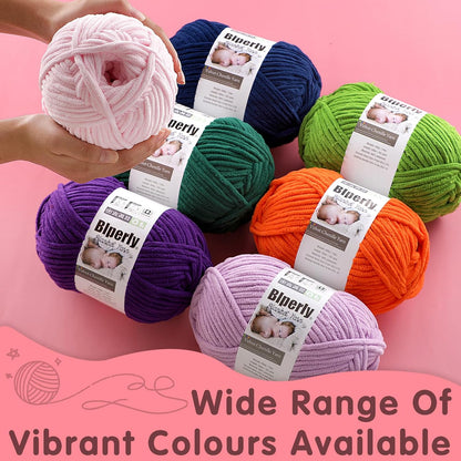 6 Super Bulky Velvet Chenille Yarn for Crocheting - 2 Skein of 200g/7 oz - Ultra Soft Heavy Weight Chunky Knitting Yarn for Baby Blankets, Amigurumi, Home Decor（Butter Yellow，2 Skein）