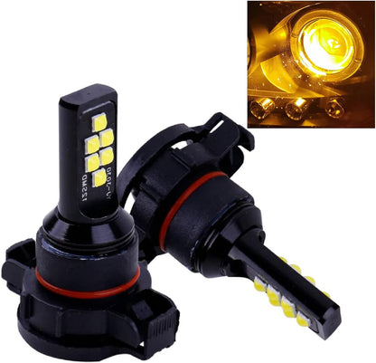 2x H16 5202 LED Fog Light Bulb for Powersports Advanced 3030 SMD Bright Colorful Daytime Running DRL Lamp, Amber Yellow