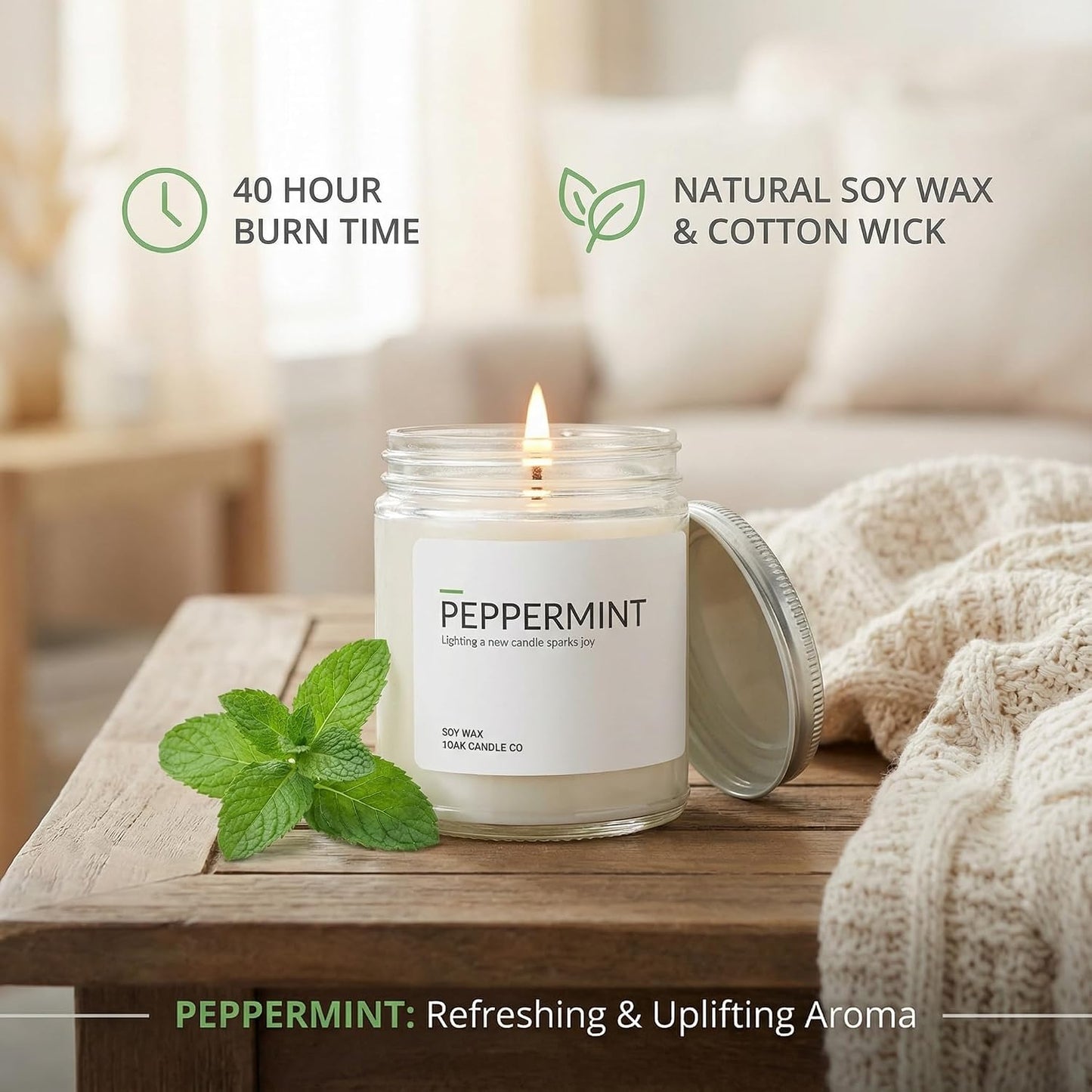 1OAK Lemon Candle - Citrus Candles for Home, Kitchen, & Summer - Fruity Candles Scented - Long Burning Premium Soy Wax Candle - Hand-Poured (7oz.)