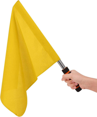 Sports Referee Hand Signal Flags - Metal Pole, Foam Red, Stainless Steel, Track & Field, Soccer, Volleyball, Football Linesman Command Flags