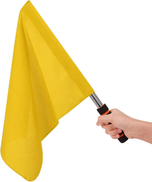 Sports Referee Hand Signal Flags - Metal Pole, Foam Red, Stainless Steel, Track & Field, Soccer, Volleyball, Football Linesman Command Flags