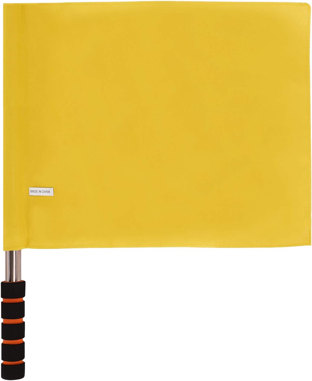 Sports Referee Hand Signal Flags - Metal Pole, Foam Red, Stainless Steel, Track & Field, Soccer, Volleyball, Football Linesman Command Flags