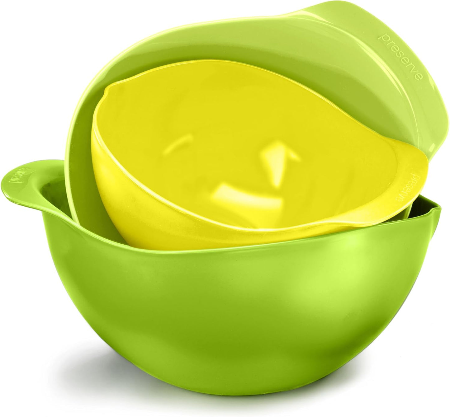 Nested Mixing Bowl Set Made from Recycled Plastic, Set of Three, Green and Yellow
